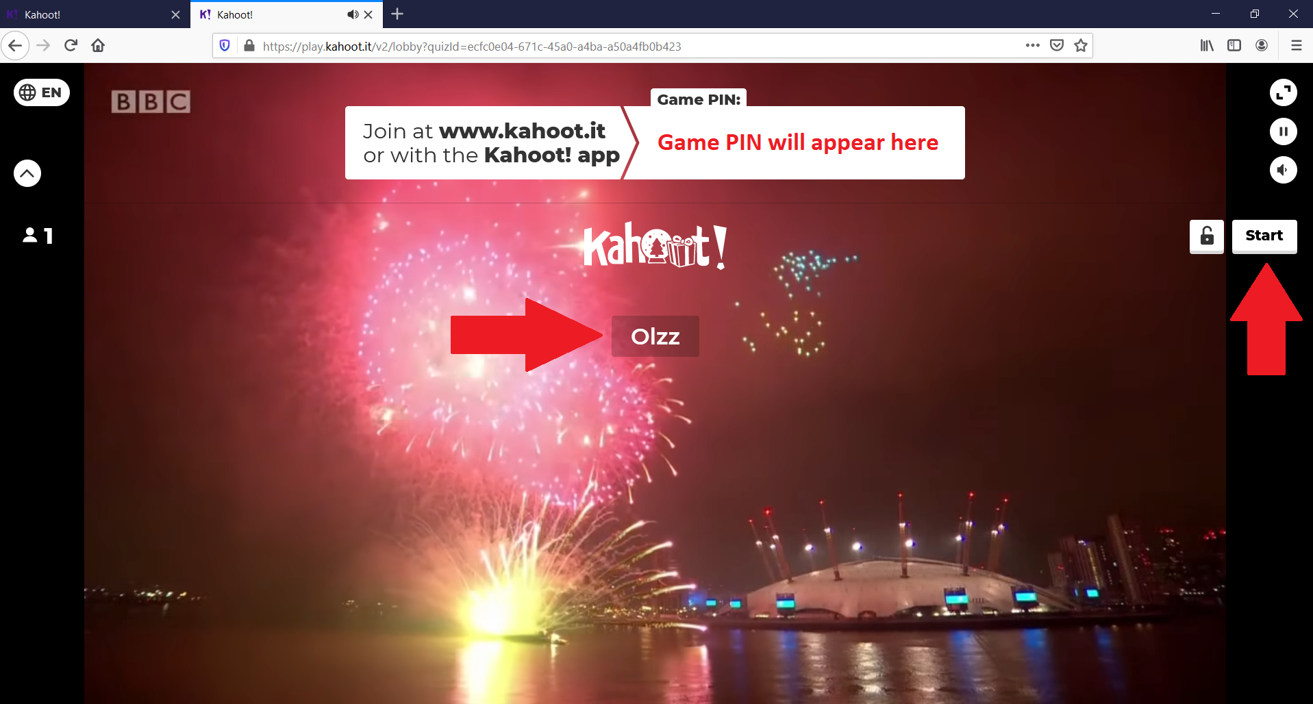 Kahoot quiz player name