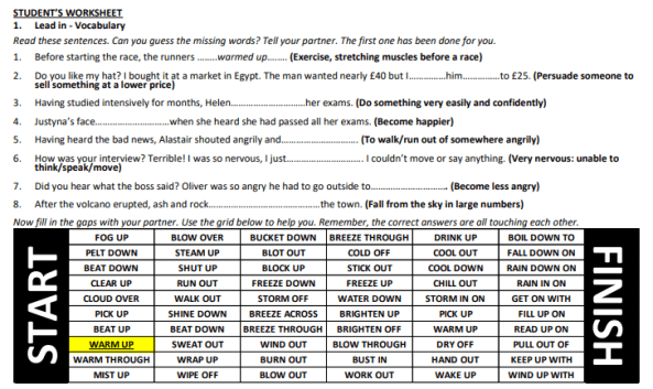 Multi-word verbs (weather)